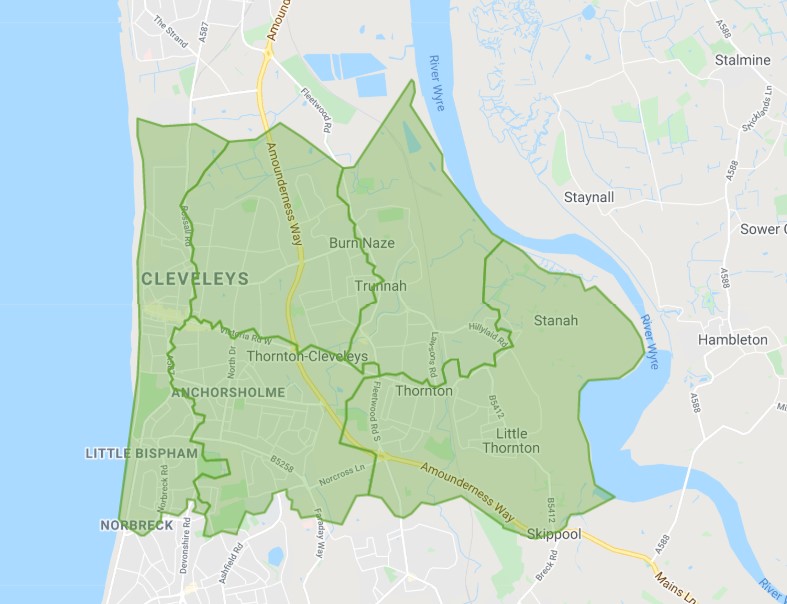 Map of Thornton Cleveleys
